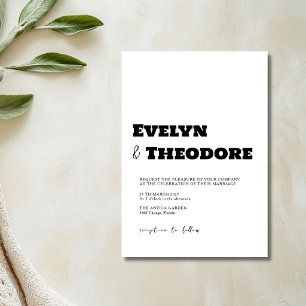 Invitation Mariage Moderne Minimaliste Noir et Blanc