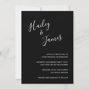 Invitation Mariage moderne minimaliste noir simple