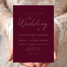 Mariage Moderne Minimaliste Or Script Bourgogne