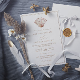 Invitation Mariage Moderne Minimaliste Simple Coquille Élégan