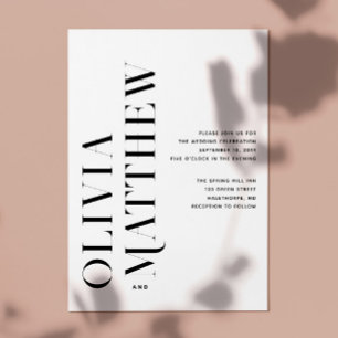 Invitation Mariage Moderne Noir & Blanc   Photo Minimaliste