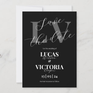 Invitation Mariage moderne noir et blanc enregistrer la date