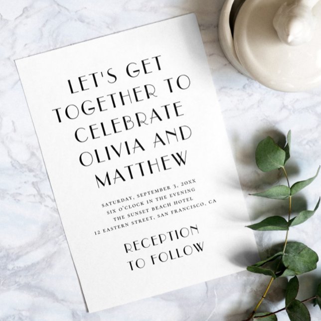 Invitation Mariage moderne noir et blanc épuré minimaliste (Créateur téléchargé)