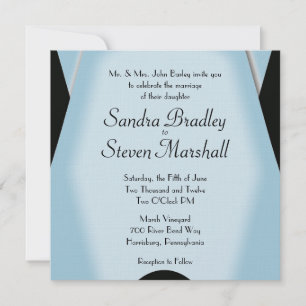 Invitation Mariage moderne noir et bleu