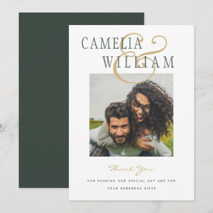 Invitation Mariage moderne Olive Green Gold MERCI