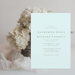 Invitation Mariage Moderne Or Bleu Glacé Texte Sans Parents