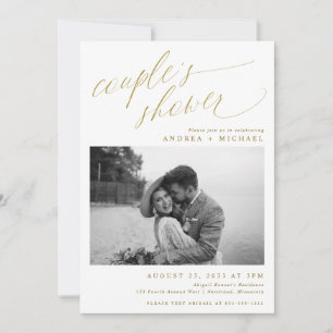 Invitation Mariage Moderne Or Romantique Photo Couple Shower