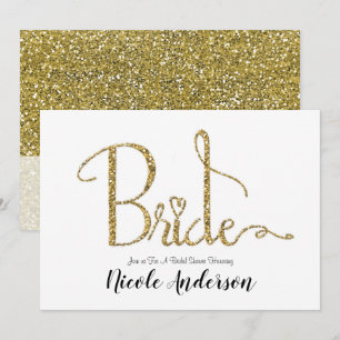 Invitation Mariage Moderne Paillettes Dorées Fête de Mariée