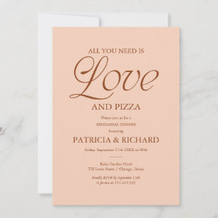 Invitation Mariage Moderne Pizza Répétition Douce Pêche