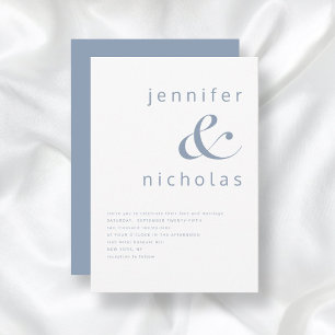 Invitation Mariage Moderne Poussiéreux Bleu Ampersand