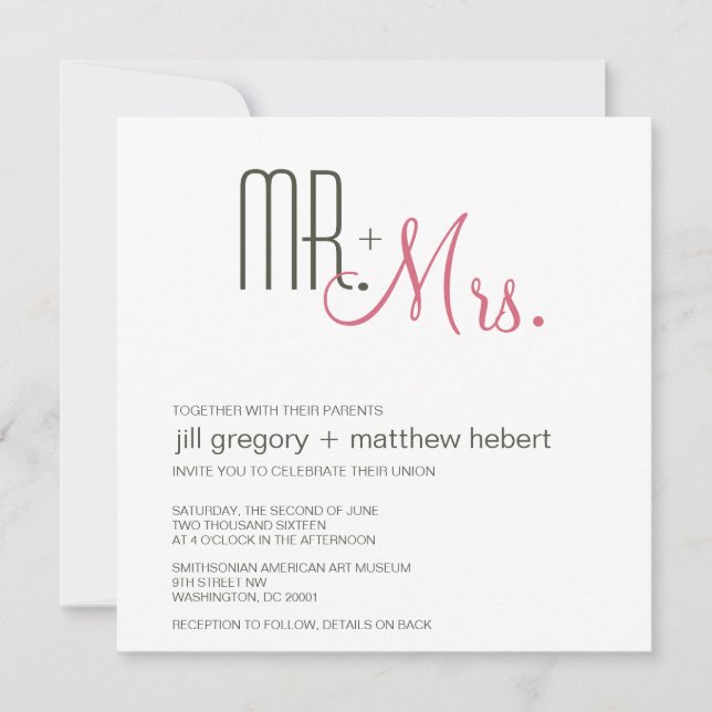 Invitation Mariage moderne rétro (Devant)