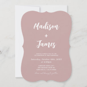 Invitation Mariage Moderne Rose Poussiéreuse 