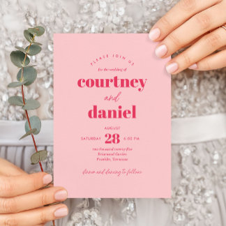 Invitation Mariage moderne rose tendance