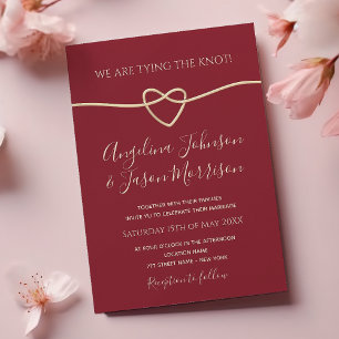 Invitation Mariage Moderne Rouge Nouer le Nœud