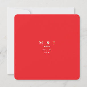 Invitation Mariage Moderne Rouge Rond Simple et Élégant