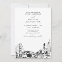 Mariage moderne San Francisco Skyline Noir & Blanc