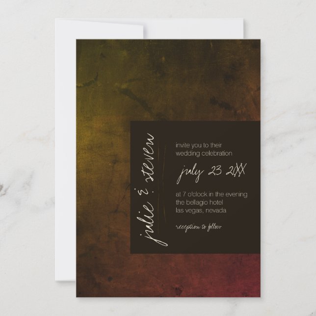 Invitation Mariage Moderne Sombre d'Automne (Devant)