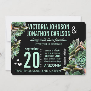 Invitation Mariage moderne Succulent Mint