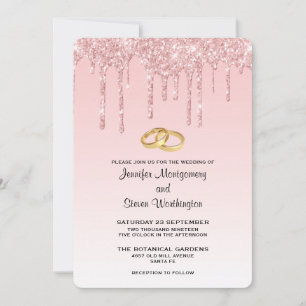 Invitation Mariage Moderne Tendance Faux Paillettes Rose