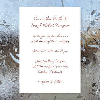 Invitation Mariage Moderne Terre Cuite et Blanc Script