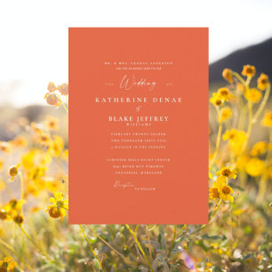 Invitation Mariage moderne tout simple orange