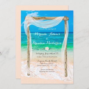 Invitation Mariage moderne Tropical Blue Beach Arbor Boho