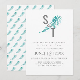 Invitation Mariage Moderne Tropical Feuille de Palmier Sarcel