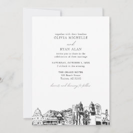 Invitation Mariage moderne Tucson Skyline noir et blanc