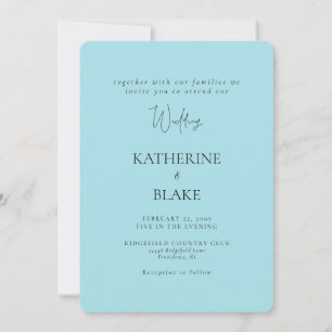 Invitation Mariage Moderne Turquoise Arrondi