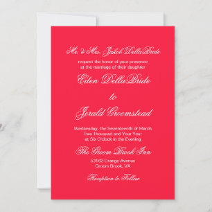 Invitation Mariage monochrome rouge gras traceur