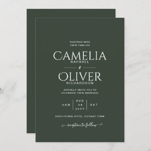Invitation Mariage monochrome vert moderne