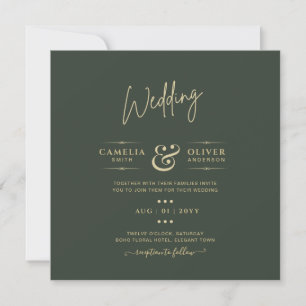 Invitation Mariage monochrome vert moderne