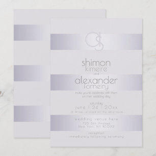 Invitation Mariage Monogramme à bande de Shimmer en argent