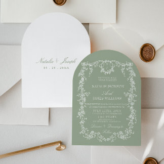 Invitation Mariage Monogrammé Arché de Jardin de Sauge Floral