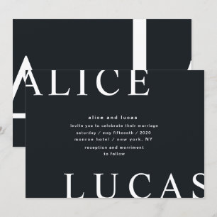 Invitation Mariage Monogramme blanc ultra moderne