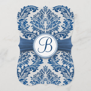 Invitation Mariage monogramme bleu vert de la famille royale