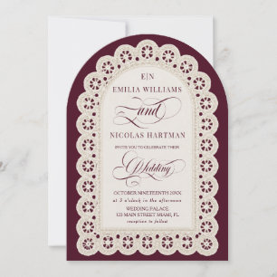 Invitation Mariage Monogramme Broderie Bourgogne Vieille Fort