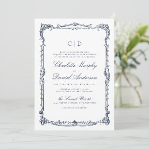 Invitation Mariage Monogramme Classique à l'Écriture Script C