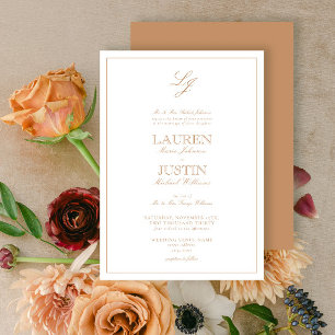 Invitation Mariage Monogramme classique en terre cuite