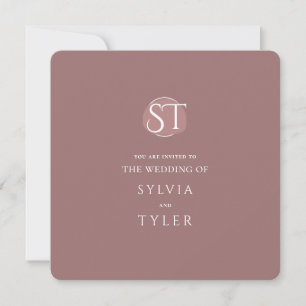 Invitation Mariage Monogramme Crête Typographie Mauve