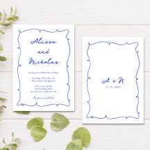 Mariage Monogramme Cursif Bleu Levé À La Main Mode