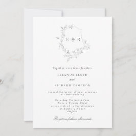 Invitation Mariage Monogramme de poitrine gris classique