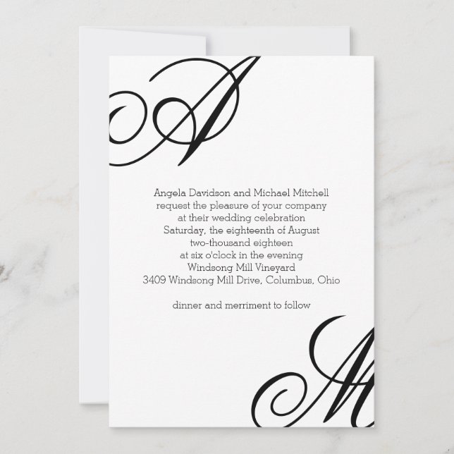 Invitation Mariage Monogramme Edge moderne (Devant)