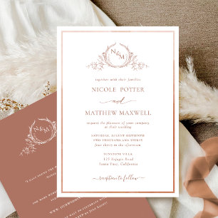 Invitation Mariage Monogramme en terre cuite, Détails sur le 