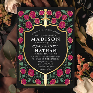 Invitation Mariage Monogramme Imaginaire de Bouclier d'épée d