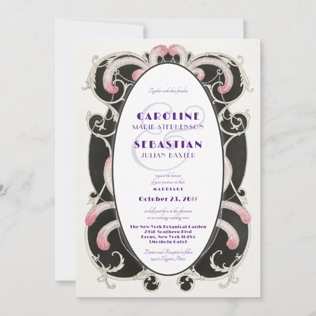 Invitation mariage Monogramme Luxe Art Déco Gatsby 1920 (Devant)