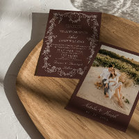 Mariage Monogramme Marron Chocolat Floral Old Mone