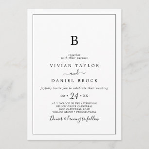 Invitation Mariage monogramme minimal