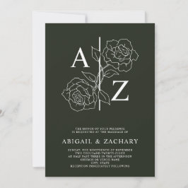 Invitation Mariage Monogramme Minimaliste Blanc Et Noir