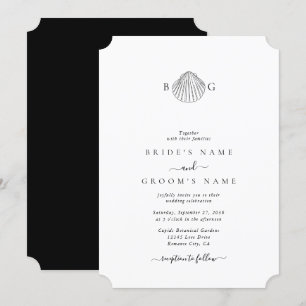 Invitation Mariage monogramme minimaliste de coquillage de co